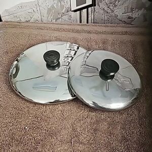 2-Pc Lot Vintage Revere Ware Stainless Steel Saucepan Lids Skillet Lid 9" & 7"